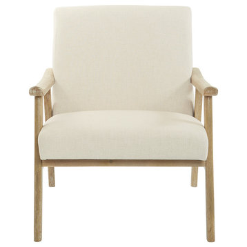 Weldon Chair in Klein Azure Fabric with Brushed Finished Frame, Linen