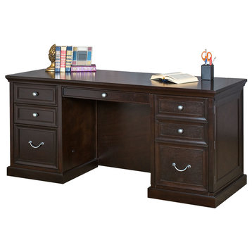 Martin Furniture Fulton Executive Wood Credenza Office Desk Writing Table Brown