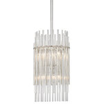 Hudson Valley Lighting - Wallis, 6 Light, Pendant, Polished Nickel Finish, Clear Glass - From the side or from underneath, Wallis presents an interesting perspective. By layering glass and metal rods at staggered but even lengths in a classic drum shape, Wallis manages to feel both contemporary and familiar. At the same time, it directs light vertically and diffuses it horizontally.
