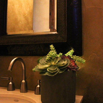 Succulent Garden - Illuminated Mixed Succulents in Brown Metal Vase