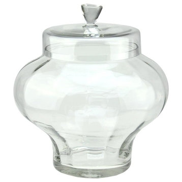 14.5" Transparent Segmented Glass Container With Lid