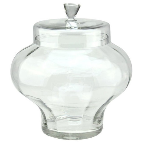 14.5" Transparent Segmented Glass Container With Lid