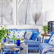 Blue and white living room