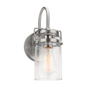 Kira Home Wyer 11.5" Wall Sconce + Glass Jar Shade, Dimmable, Brushed Nickel