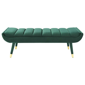 Suzi Green Channel Tufted Performance Velvet Accent Bench