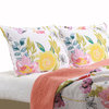 Benzara BM42363 3 Piece Cotton Full Size Quilt Set Flower Print, Multicolor