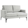 Modway Evermore Metal and Upholstered Fabric Loveseat in Light Gray