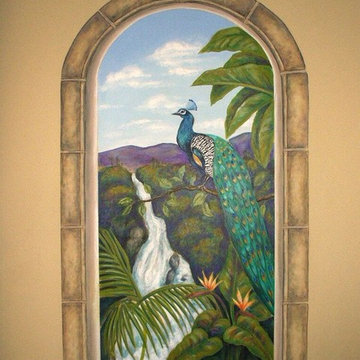 Peacock Trompe L'oeil Mural