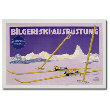 'Skiing in Austria, 1912' Canvas Art by Carl Kunst