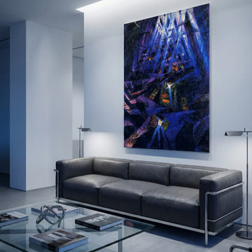 Minimalist Modern Living Room with Large-Scale Abstract Art