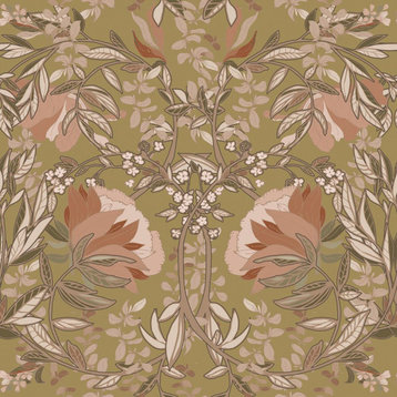 Ester Gold Nouveau Blooms Wallpaper Sample