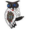 Mosaic Style Jeweled Owl Metal Wall Hanging