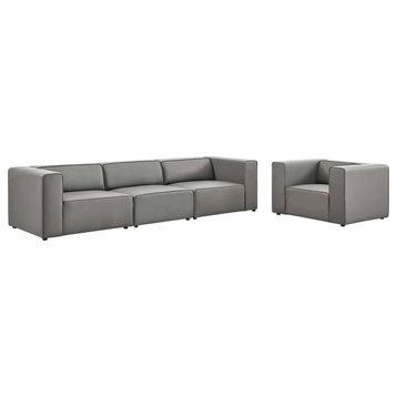 Odette Vegan Gray Leather Sofa And Armchair Set