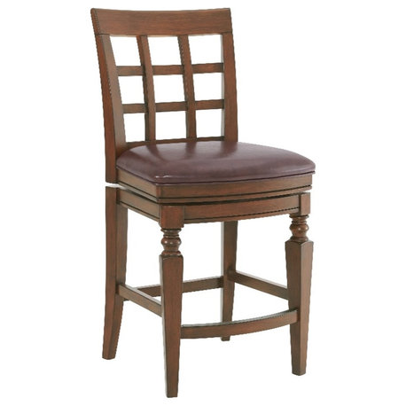 Alaterre Furniture Napa Counter Height Stool with Back - Mahogany