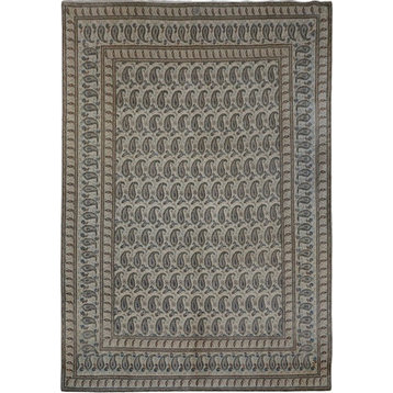 Consigned, Traditional Rug, Ivory, 9'x13', Kashan, Handmade Wool