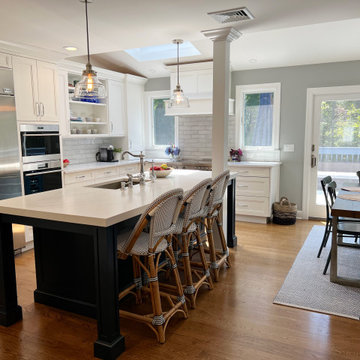 Blue and White Kitchen With Natural Light