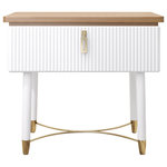 Homary - Modern White Nightstand Wood Nightstand Bedside Table with Drawer in Gold - Bring the trending contemporary style into your home with this square table. This side table comes with a drawer providing you additional space for storage. With featuring a wood top and gold base, and this accent piece will be an elegant piece for any decor.