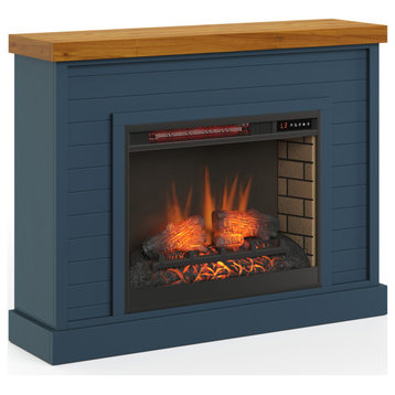 Legends Home Washington 48 inch Fireplace with Mantel, Blue Denim and Whiskey