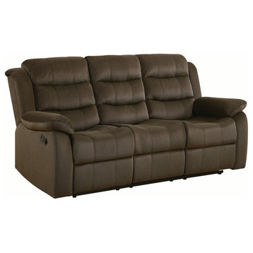 Fabric Upholstered Reclining Sofa, Olive Brown