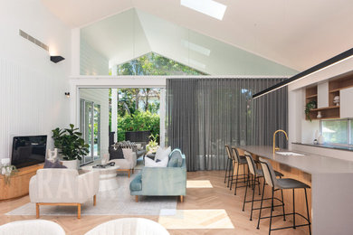 Sheer Curtains & Outdoor Shutters in stunning renovated home