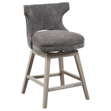 Madison Park 25.75" Bar Stools Emmett Swivel Height Upholstered Counter Stool