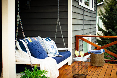 Lakeside deck with swing