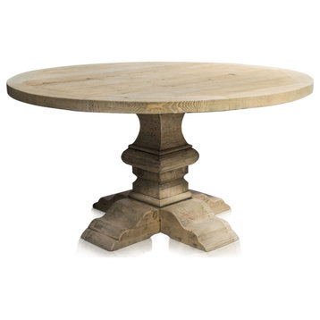 Natural Round Dining Table, Versmissen Column, Medium
