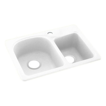 Swan 18x25x7 Solid Surface Kitchen Sink, 1-Hole, White