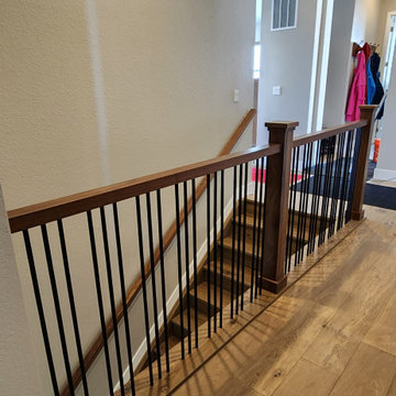 Modern Walnut & Rustic White Oak Staircase | Castle Rock, Colorado