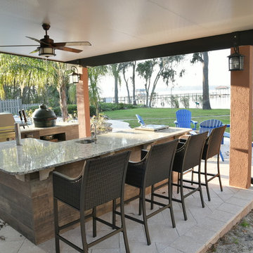 Lakeside outdoor kitchen.