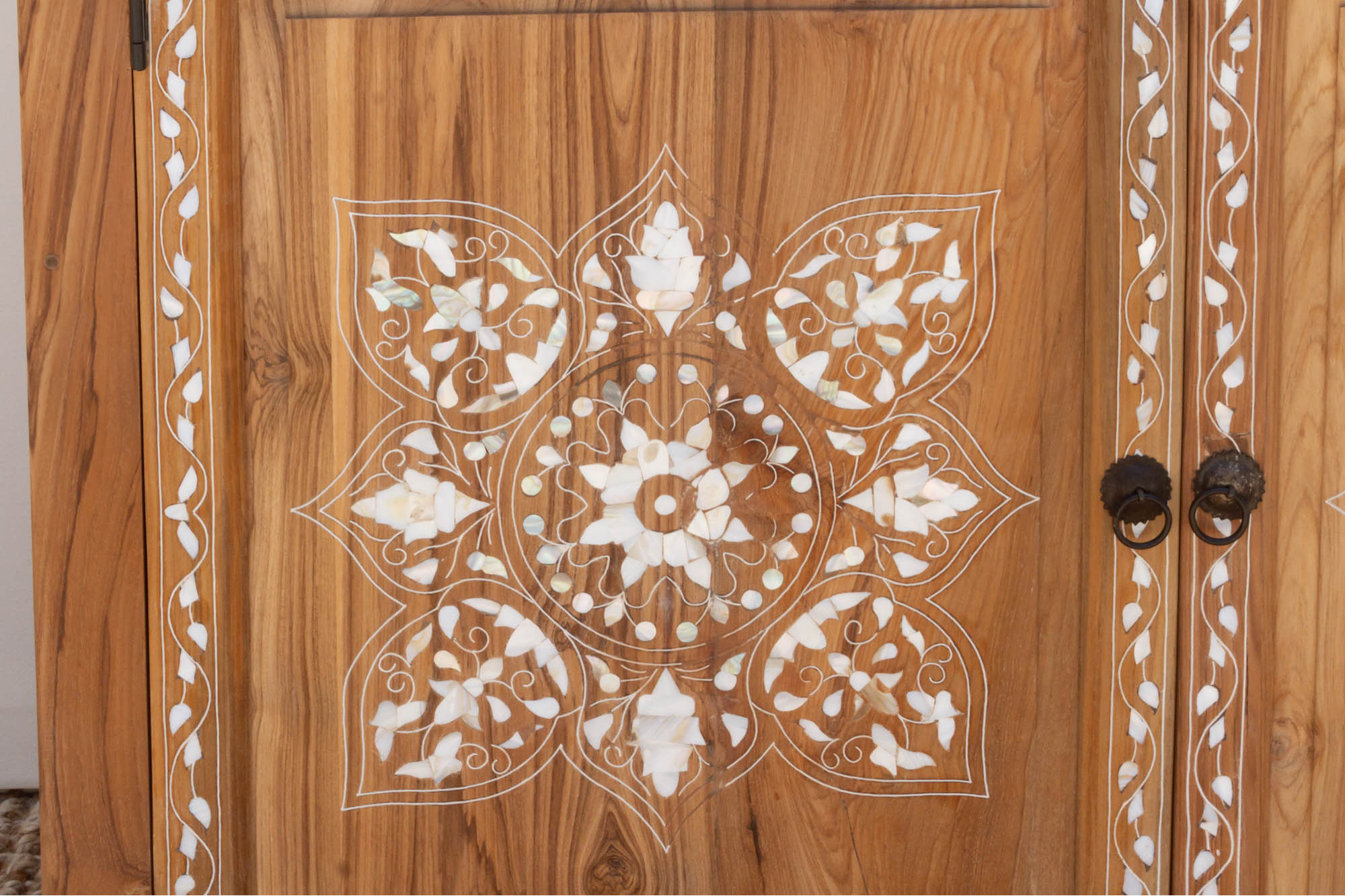 84" Long Damascus Mother Of Pearl Inlay Sideboard