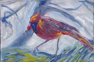 Original nature art cardinal painting on auction