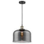 Innovations Lighting - Large Bell 1-Light LED Pendant, Black Antique Brass, Glass: Plated Smoked - One of our largest and original collections, the Franklin Restoration is made up of a vast selection of heavy metal finishes and a large array of metal and glass shades that bring a touch of industrial into your home.
