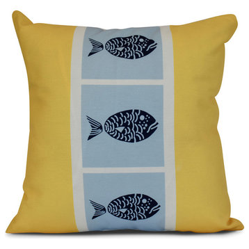 Fish Chips, Animal Print Pillow, Yellow, 18"x18"
