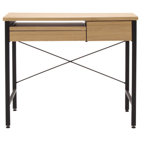 Ashwood Compact Desk, Ashwood and Graphite