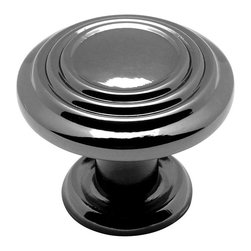 Cosmas - 3 Ring Cabinet Round Knob, 1-1/4" Diameter, Set of 25, Black Nickel - Cabinet And Drawer Knobs