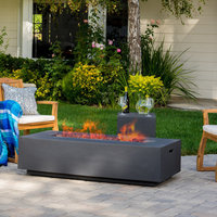 GDF Studio Jaxon Outdoor 50,000 BTU Rectangular Fire Table with Tank Holder, Dark Gray