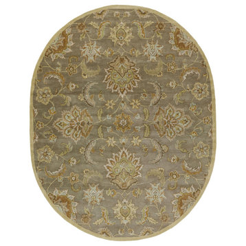 Jaipur Living Abers Handmade Floral Gray/Beige Area Rug, 8'x10' Oval
