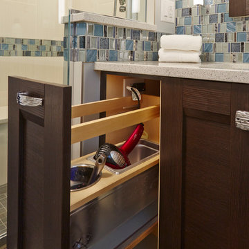 Contemporary Bathroom with Blue Accents