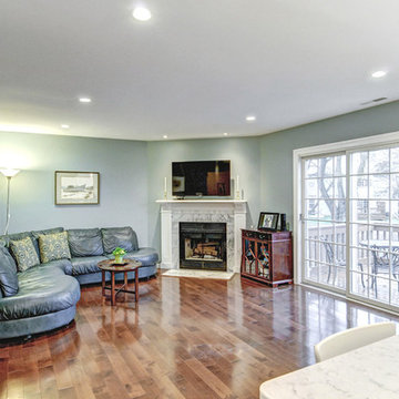 Updated fireplace surround created room for larger tv