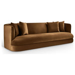 Meridian Furniture - Alder Upholstered Chair, Saddle, Velvet, Sofa - The Alder saddle velvet upholstered sofa is an invitation to relax. Its rounded silhouette and soft velvet upholstery create a cozy and inviting space, perfect for lounging or hosting guests. Whether you're unwinding after a long day or entertaining, this sofa adds warmth and timeless style to your living room.