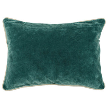 Kosas Home Harriet Velvet 14-inch x 20-inch Throw Pillow, Mallard Green