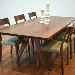 Walnut Lachlan dinig table with Mitchell style chairs - Dining Sets