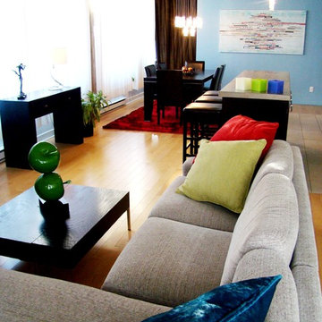 Montreal condo loft with colour