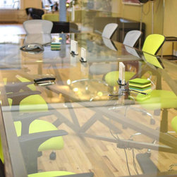 Custom Glass & Metal Table - Table Tops And Bases