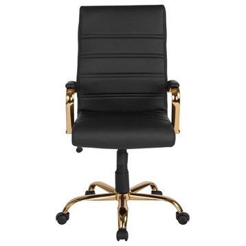 Flash Furniture High Back Leather Swivel Office Chair in Black