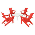 Polywood - Polywood Quattro 5-Piece Conversation Set, Sunset Red/White - Simple to fold flat and travel with you by removing two pins at the front of the chair, the Quattro Folding Adirondacks pair beautifully with the POLYWOOD Modern Conversation Table for a cozy backyard, patio, or beach space. This set is constructed of durable POLYWOOD lumber available in a variety of attractive, fade-resistant colors and will never require painting, staining, or waterproofing.