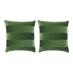 Green Velvet Stripe Pillow Pair - Products