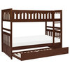 Lexicon Rowe Wood Twin over Twin Bunk Bed with Trundle Bed in Dark Cherry