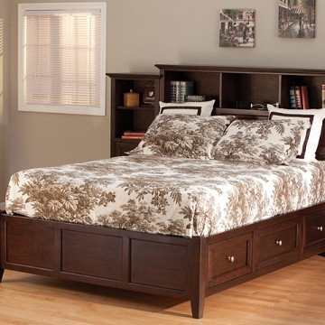 McKenzie Bookcase Storage Bed- Caffe Finish